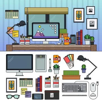 Designer working place Stock Illustration