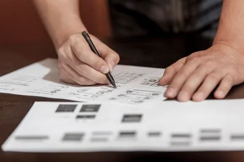 The designer in working process Stock Photos