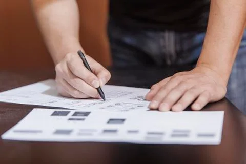 The designer in working process Foto stock