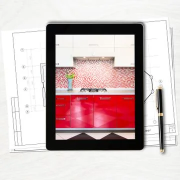 Designer workplace with digital tablet computer Stock Illustration
