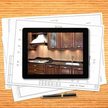 Designer workplace with digital tablet computer Stock Illustration