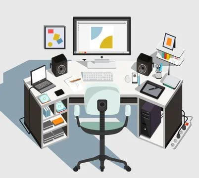 Designer workplace.  Vector illustration Stock Illustration