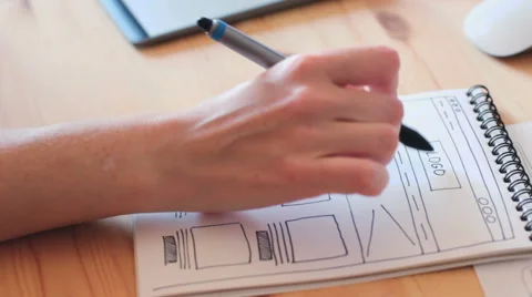 Designer works with sketch Stock Footage 66028670