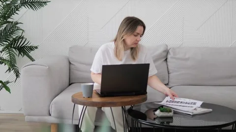Designer works task from home to better concentrate work. Home environment Stock Footage 267595853