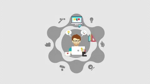 Designer Workspace Animation Alpha Channel Stock Footage 260840144
