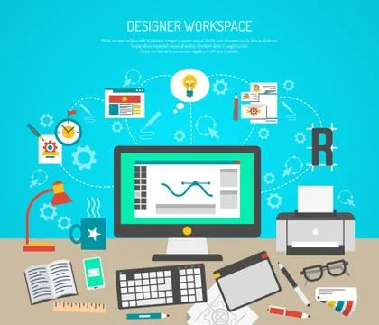 Designer Workspace Concept Stock Illustration