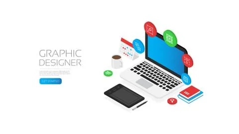 Designer workspace Stock Illustration
