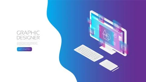 Designer workspace Illustrazione stock