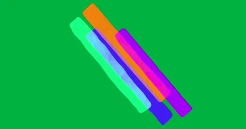 Designers adding four neon brush strokes on transparent backdrop for branding Stock Footage 317669265