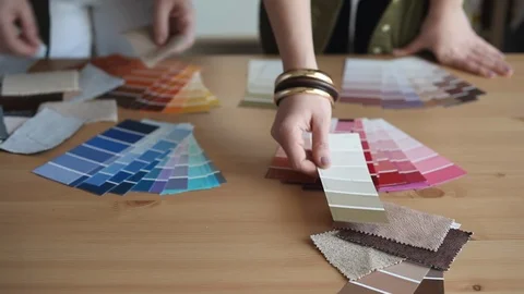 Designers Choose Best Color Samples for the Client Stock Footage 112366901