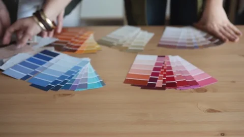 Designers Choose Best Color Samples for the Client Stock Footage 112368847