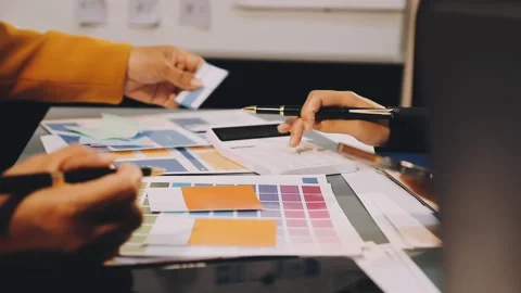 Designers drawing website ux app development. User experience concept. Stock Footage 288533507