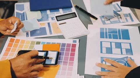 Designers drawing website ux app development. User experience concept. Stock Footage 288533514