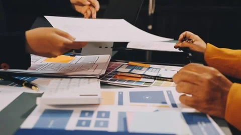 Designers drawing website ux app development. User experience concept. Stock Footage 288533529