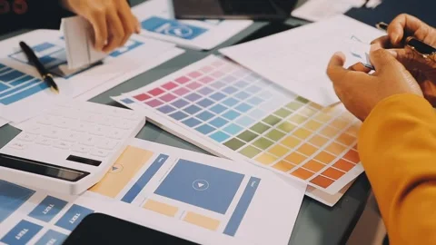 Designers drawing website ux app development. User experience concept. Stock Footage 288533531