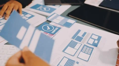 Designers drawing website ux app development. User experience concept. Stock Footage 288533536