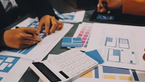 Designers drawing website ux app development. User experience concept. Stock Footage 288533538