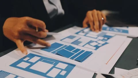 Designers drawing website ux app development. User experience concept. Stock Footage 288533542