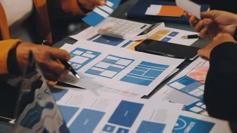Designers drawing website ux app development. User experience concept. Stock Footage 288533583
