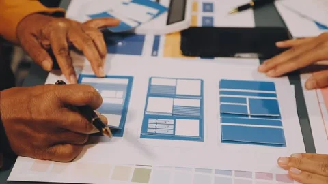 Designers drawing website ux app development. User experience concept. Stock Footage 288533595