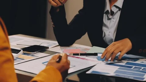 Designers drawing website ux app development. User experience concept. Stock Footage 288533613