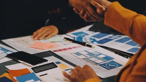 Designers drawing website ux app development. User experience concept. Stock Footage 288533615