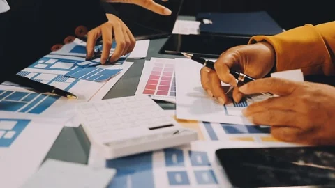 Designers drawing website ux app development. User experience concept. Stock Footage 288533980