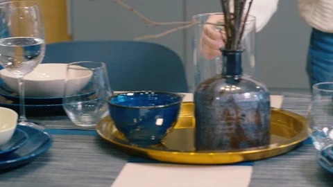 Designers Setting Celebration Table Stock Footage 101368348