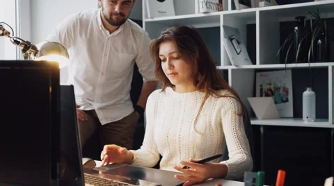 Designers Working With Graphics Tablet Видео 57210167