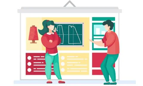 Designers working with jacket pattern. Colleagues discuss the model of the Illustrazione stock