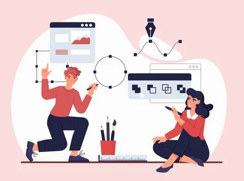 Designers working in office Illustrazione stock