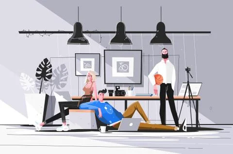 Designers working in studio Stock Illustration