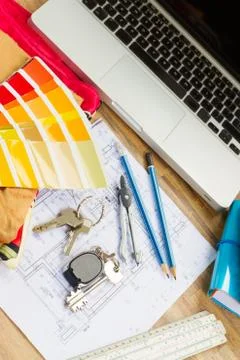 Designer's working table Stock Photos