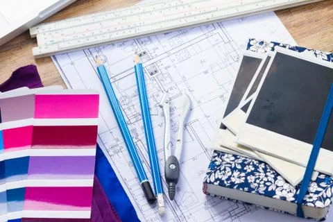Designer's working table Stockfoto's