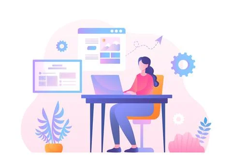 Designers working on website or application Stock Illustration