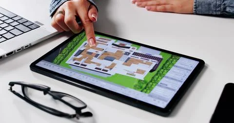 Designing A 3D CAD Software Model Of A Real Estate Property. Stock Photos