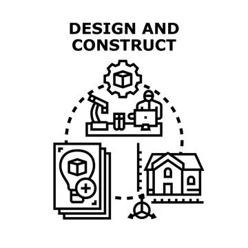 Designing and constructing a future building development process Illustrazione stock