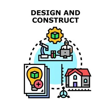 Designing and constructing a future building development process Stockillustratie