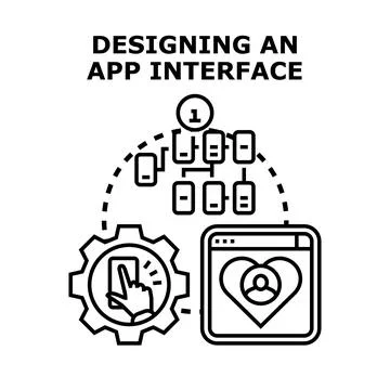 Designing app interface for mobile user experience Ilustração Stock