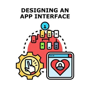Designing app interface for mobile user experience 库存插图