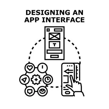 Designing app interface for user experience development イラスト素材