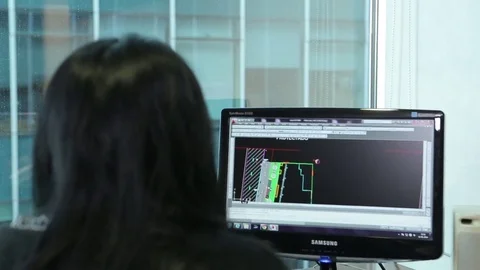 Designing blueprint on PC Stock Footage 77048596