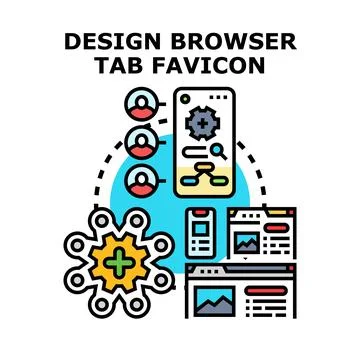 Designing browser tab favicon for web development イラスト素材