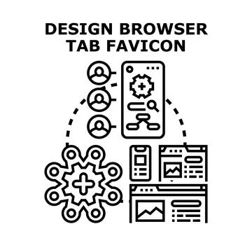 Designing browser tab favicon for web development Stock Illustration