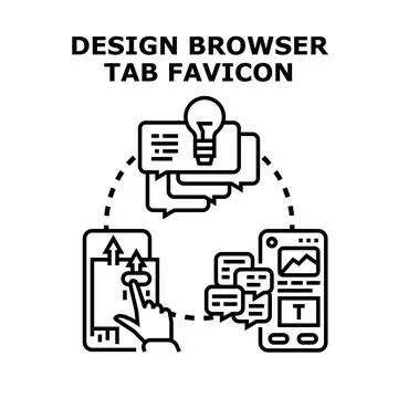 Designing browser tab favicon for web development Stock Illustration