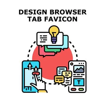 Designing browser tab favicon for web development Stock Illustration