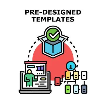 Designing business presentations using pre designed templates and creative .. Stock Illustration