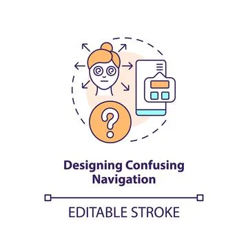 Designing confusing navigation concept icon Stock Illustration