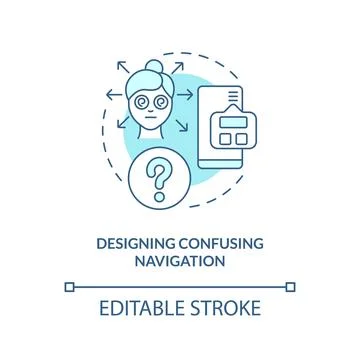 Designing confusing navigation turquoise concept icon Stock Illustration