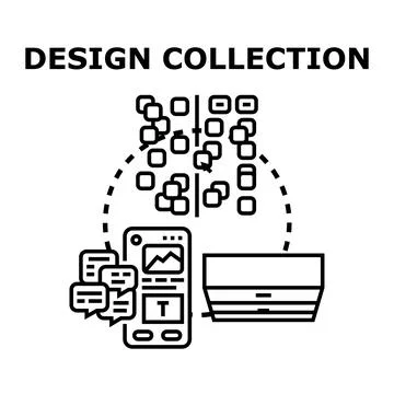 Designing content collection creating digital assets Stock Illustration